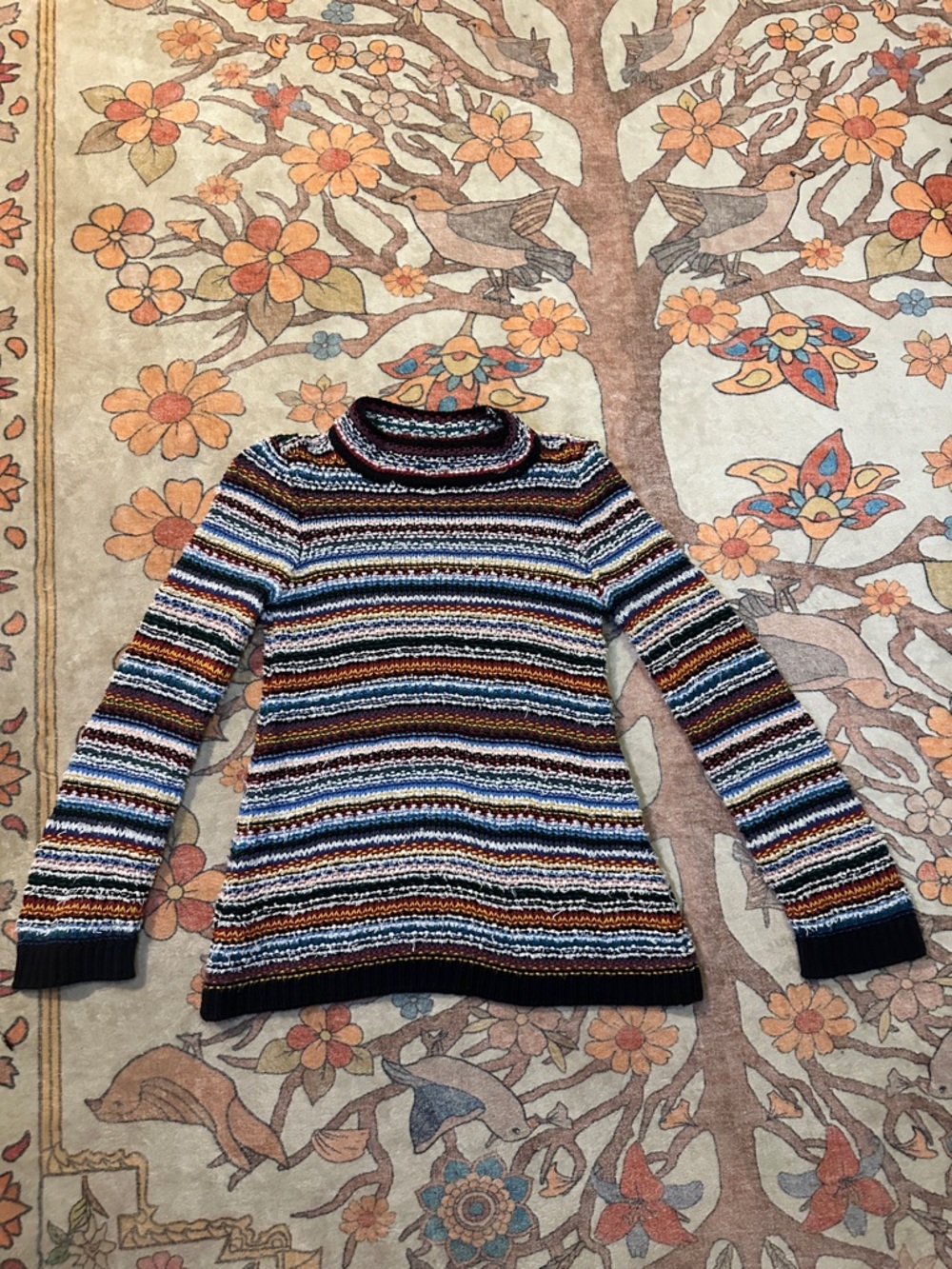 LOFT Multicolor Striped Turtleneck Sweater - Brown, Blue, White